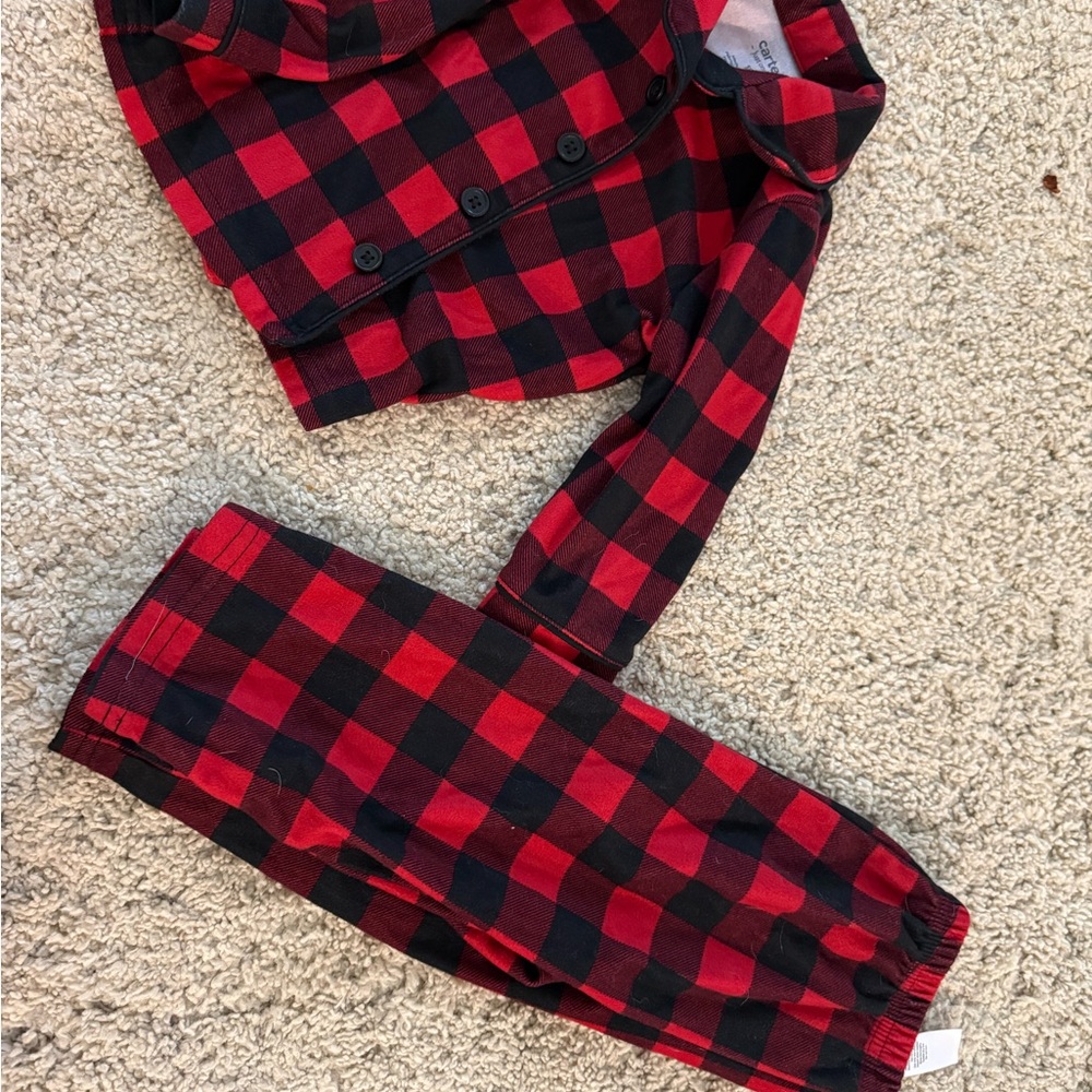Carter's Red and Black Plaid Kids Pajama Set